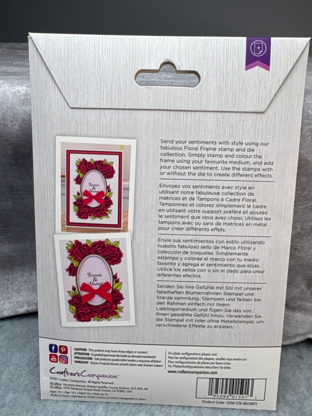 Gemini 4-Pc Stamp Die Set Floral Frame "Forever & Always" Cardmaking Craft Suppl - Picture 5 of 11